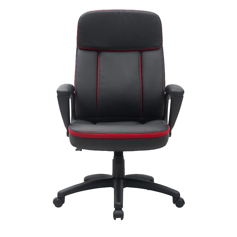 XL-3392 Cadeira de escritório com apoio de braço em nylon PU preto e vermelho no meio das costas