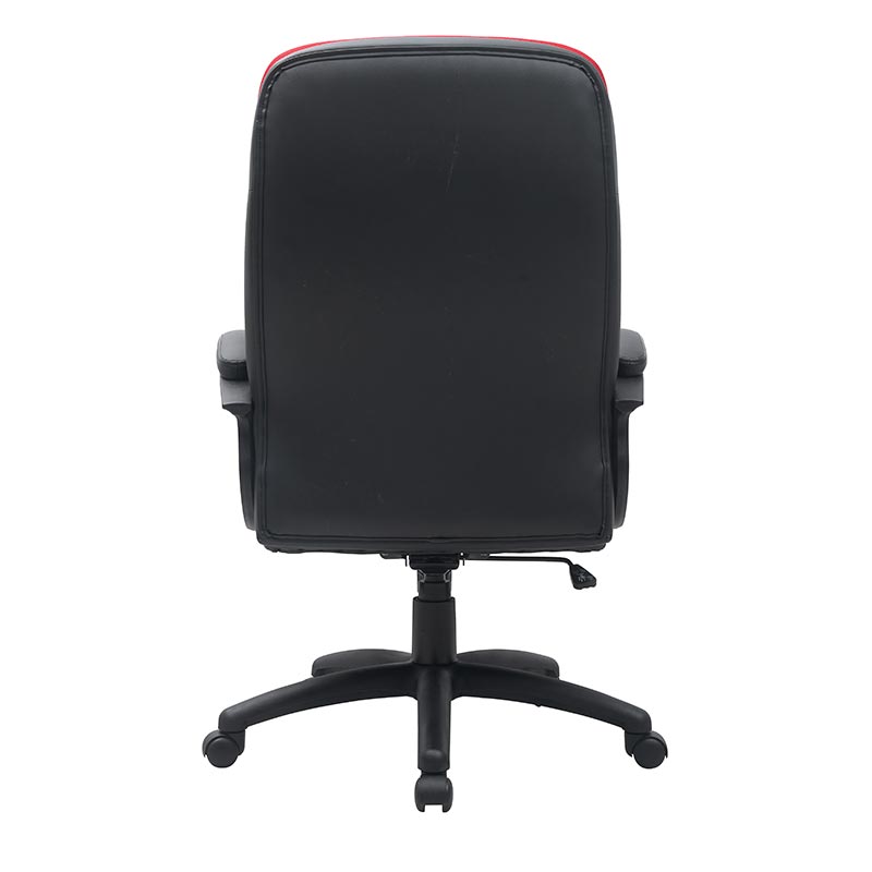 XL-3392 Cadeira de escritório com apoio de braço em nylon PU preto e vermelho no meio das costas