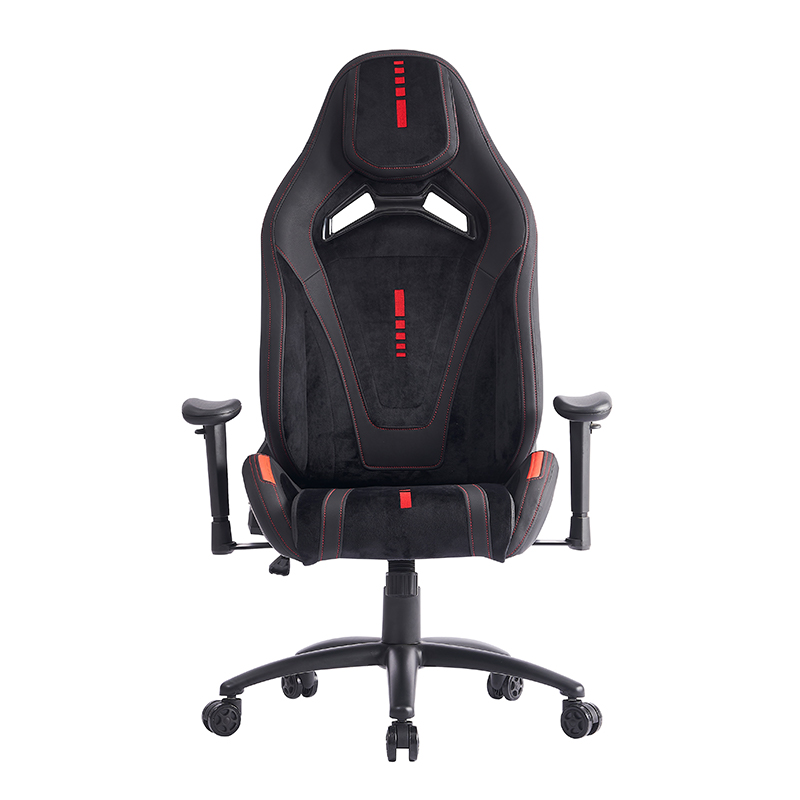 XL-1057 Cadeira ergonômica para jogos em couro escovado preto com apoio de braço 2D