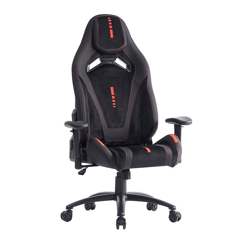 XL-1057 Cadeira ergonômica para jogos em couro escovado preto com apoio de braço 2D