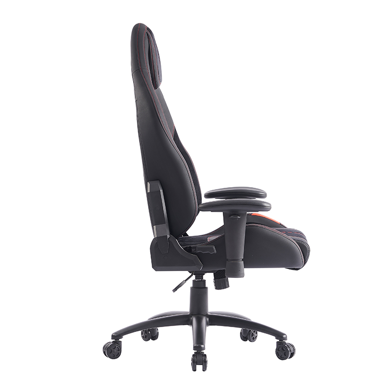 XL-1057 Cadeira ergonômica para jogos em couro escovado preto com apoio de braço 2D