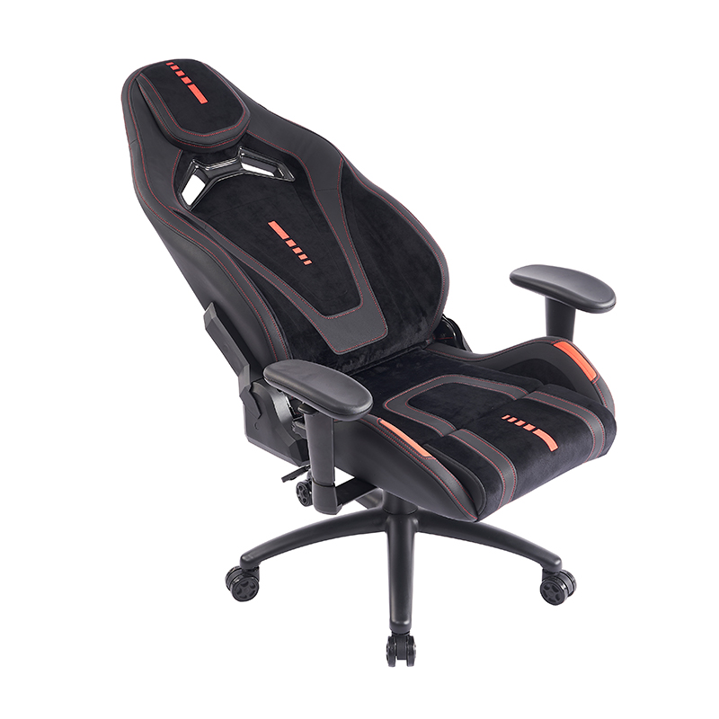 XL-1057 Cadeira ergonômica para jogos em couro escovado preto com apoio de braço 2D