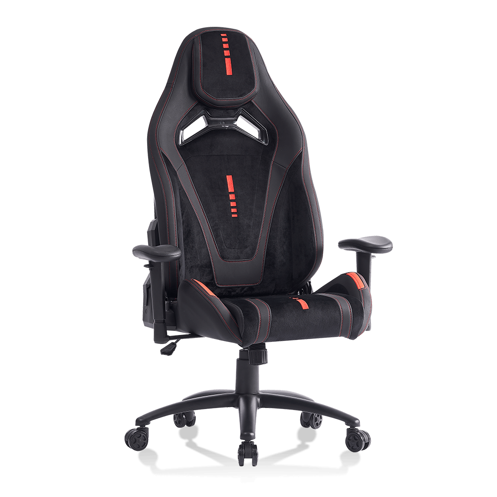 XL-1057 Cadeira ergonômica para jogos em couro escovado preto com apoio de braço 2D